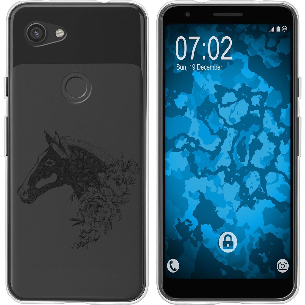 PhoneNatic Case kompatibel mit Google Pixel 3a Silikon-Hülle Floral Pferd M5-1