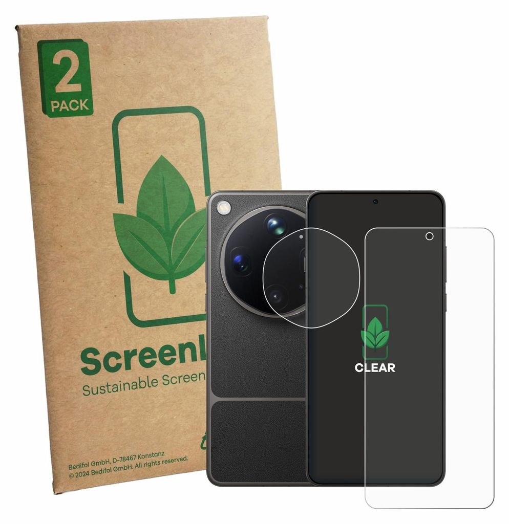 2x ScreenLeaf Schutzfolie für Oppo Find X9 Ultra (Display+Kamera) nachhaltiger Displayschutz Display Schutz Folie Klar Transparent