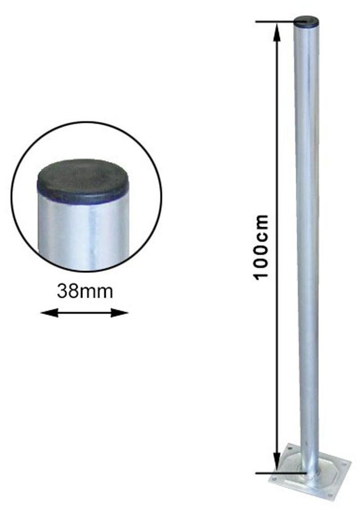 SkyRevolt 100cm Mast 38mm Standfuss Stahl SAT Antennenmast Produktbild 