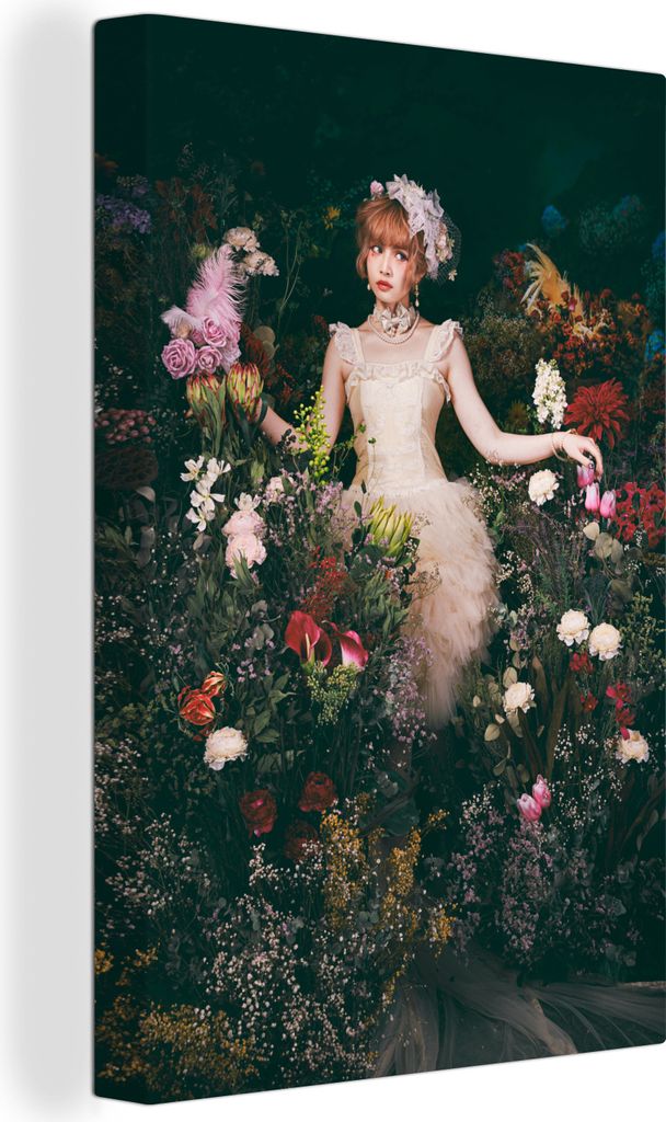 OneMillionCanvasses - Leinwandbilder - 90x140 cm, Frau - Blumen - Hochzeitskleid, Wandbilder Kunstdruck Wanddekoration - Wandschmucke - Schlafzimmer