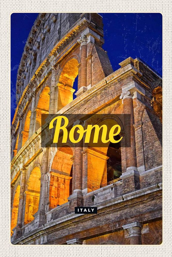 vianmo Holzschild 18x12 cm Rom Italien Colosseum Antik Bildmotiv Reisemotiv Abenteuer Reisen