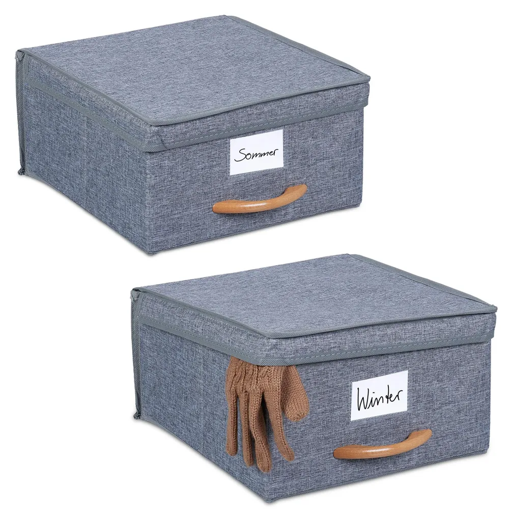Lot de 2 Bacs Rangement Pliables 12L avec Couvercle - Solution Gain de Place