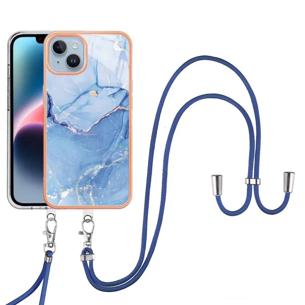 Custodia iPhone 14 Plus con Cinturino Blu: Protezione TPU e Design