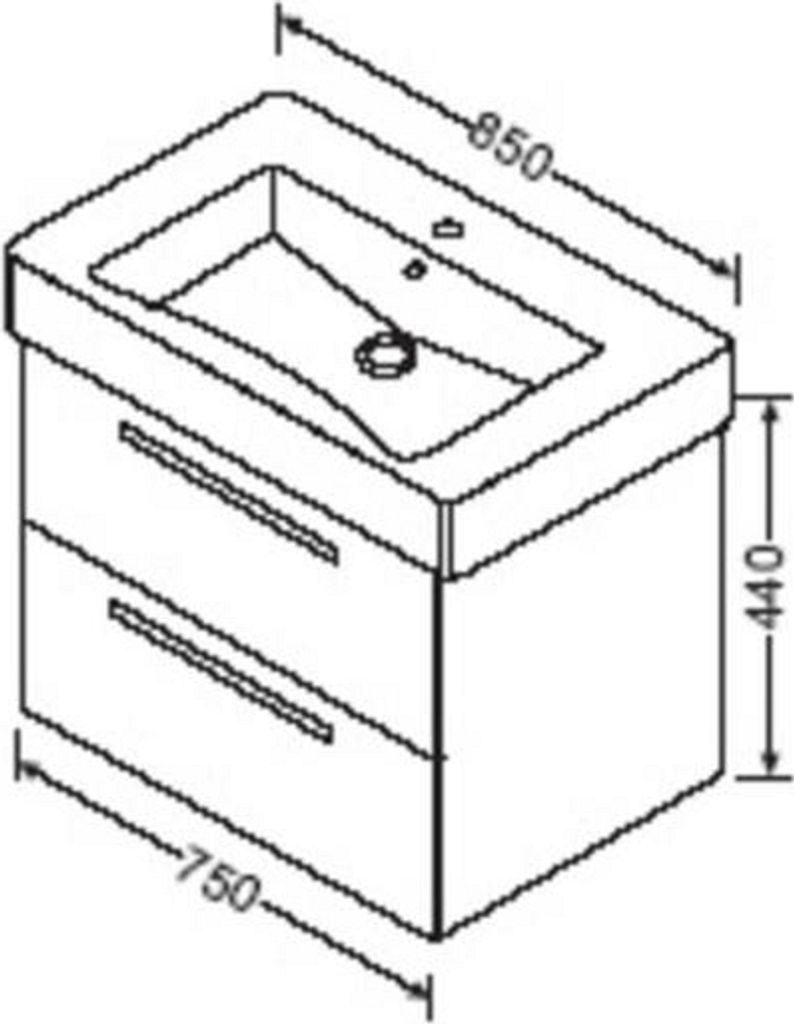 Burgbad Waschtischunterschrank zu Duravit Vero 80cm 032985, WUBW075