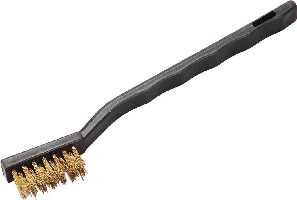 Kartáč mosazný malý, 3řadý, plast. rukojeť, 175mm, mosaz-vlnitý drát