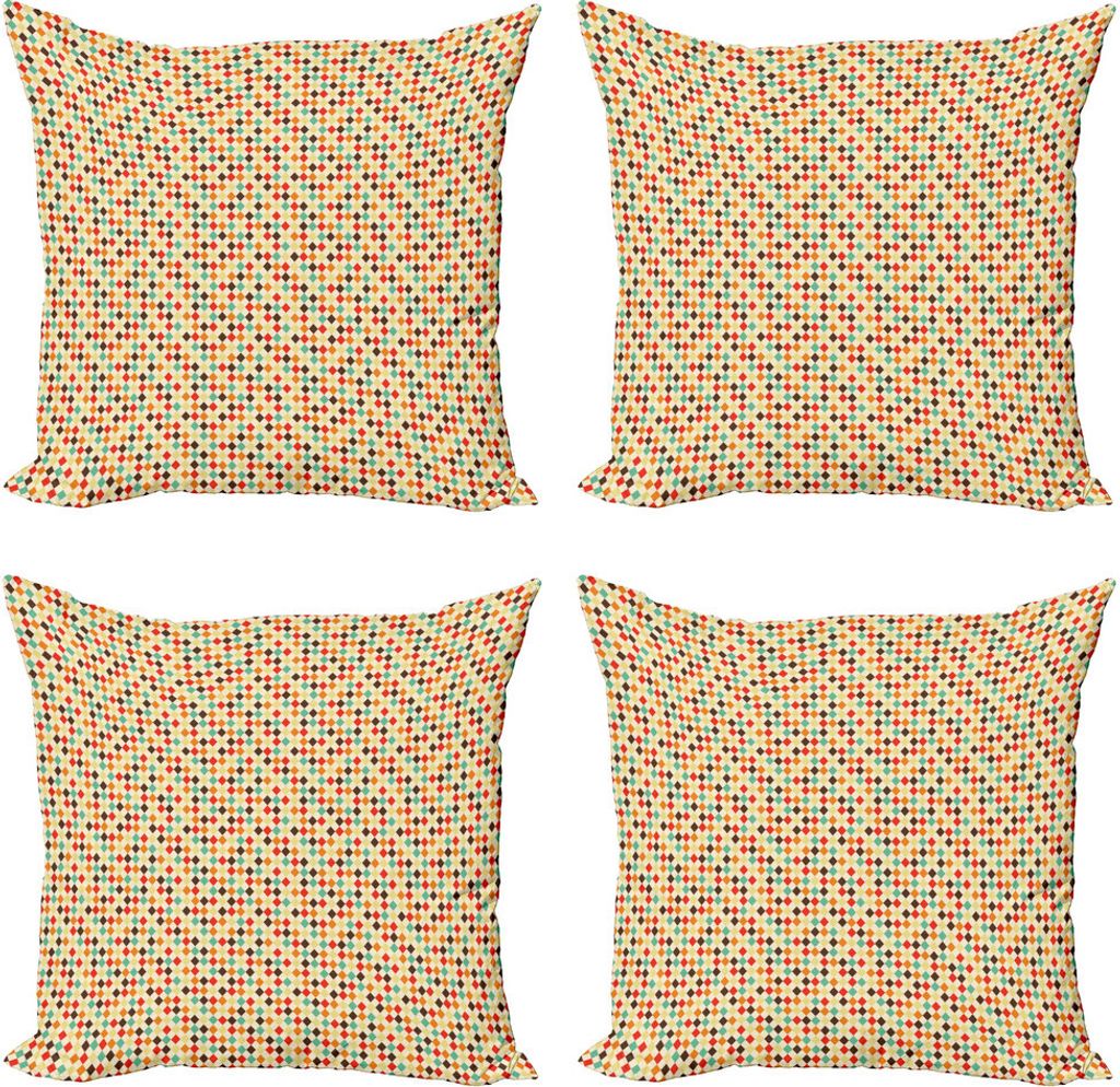 ABAKUHAUS geometrische Rhombus Kissenbezug Set (4 Stück), Bunte Argyle, Moderner Doppelseitiger Digitaldruck, 50 cm x 50 cm, Mehrfarbig