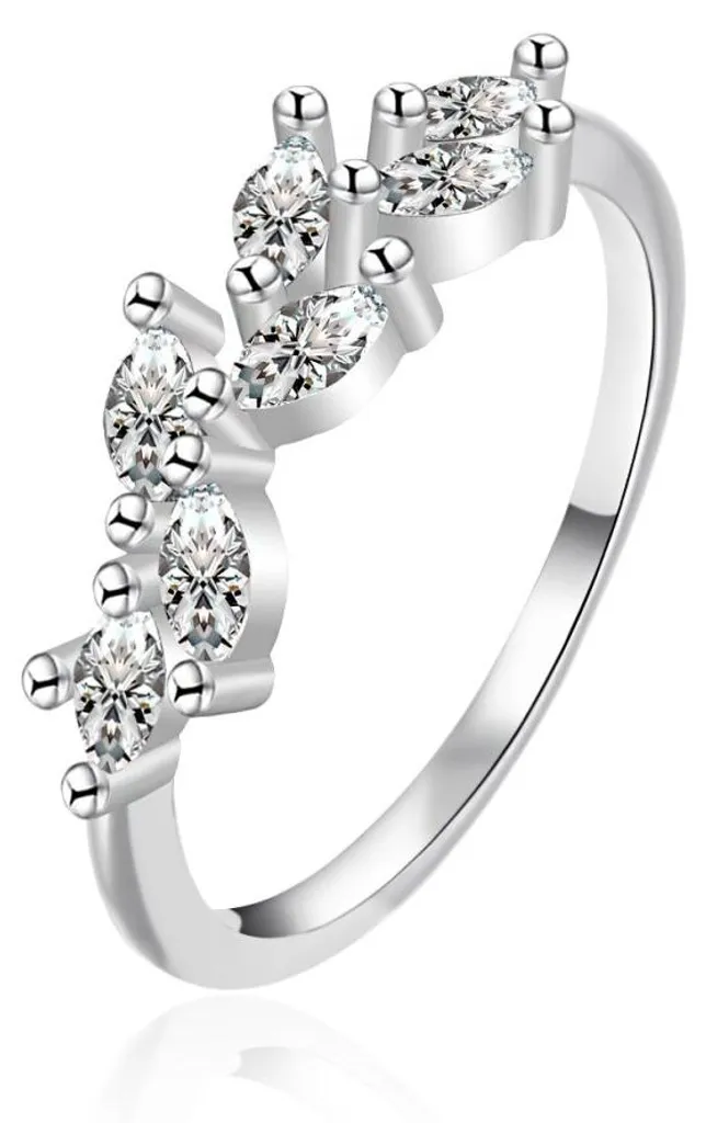 Bague de soirée en argent avec cristaux zircons AGT-R42W - Taille 58 chic