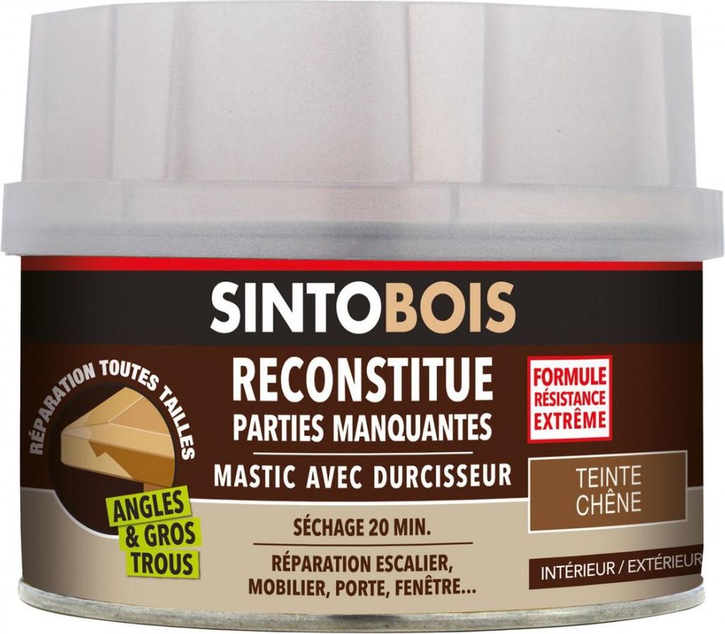 Holzkitt mit Härter Ecken/Großlöcher Eiche 500ml - SINTO - 139701