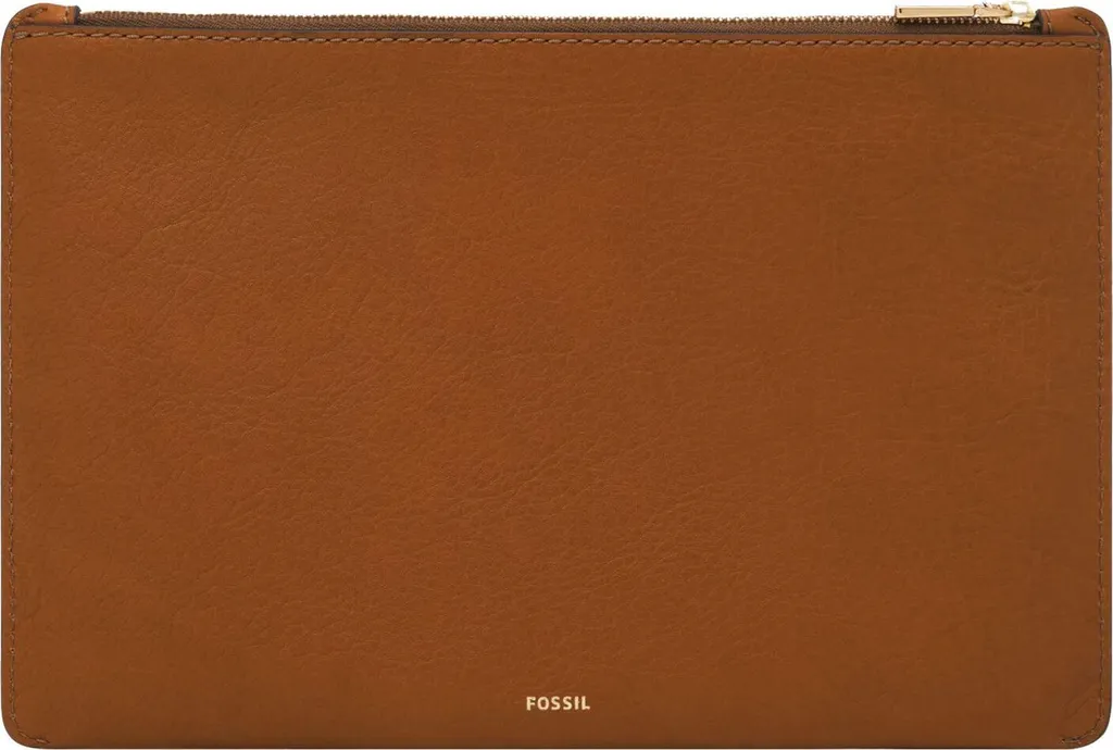 Sac d'accessoires en cuir marron clair Fossil style Saddle élégant