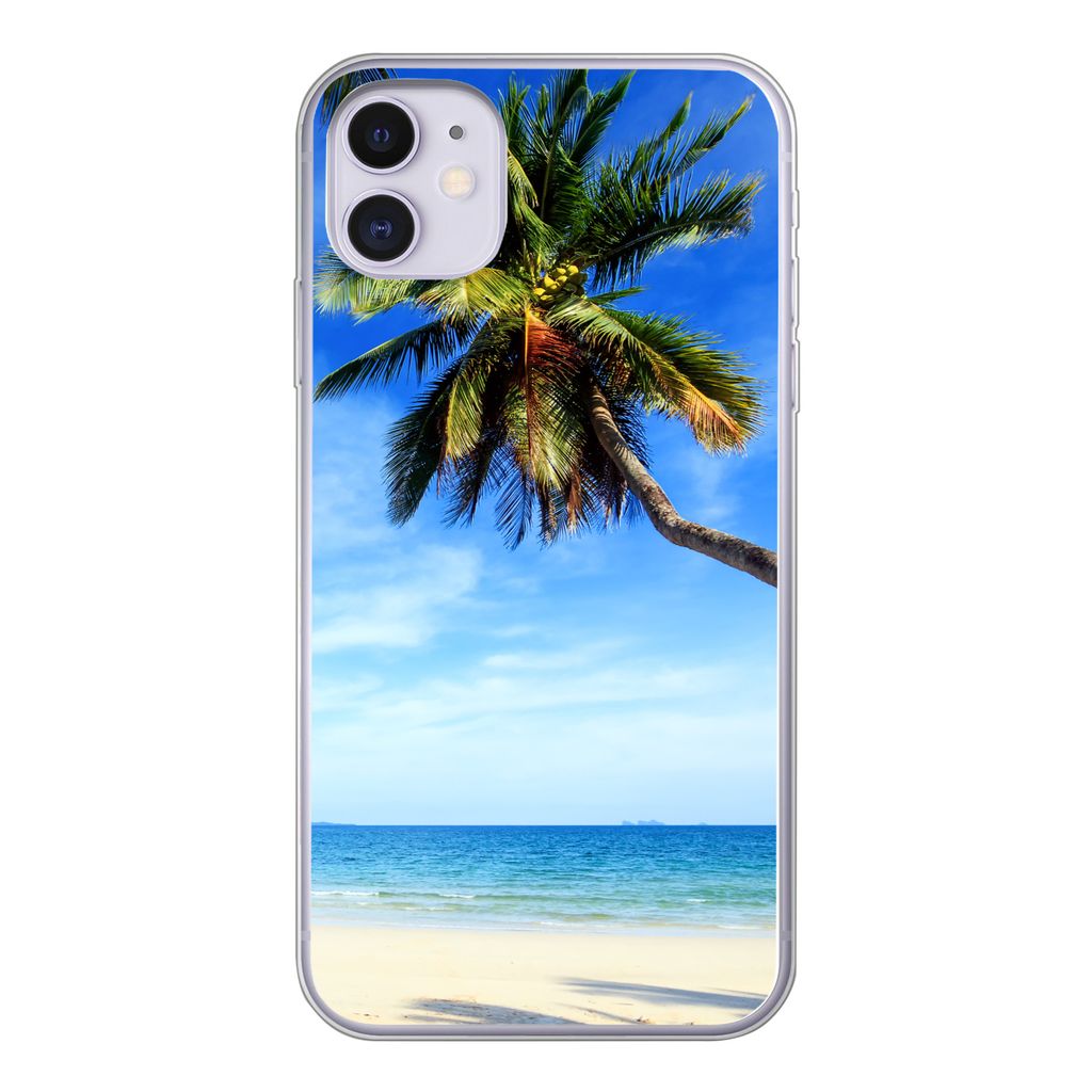 MuchoWow Handyhülle Schutzhülle Hülle für iPhone 11 Palmen - Strand - Meer Silikon Softcase Handy Hülle - Handytasche