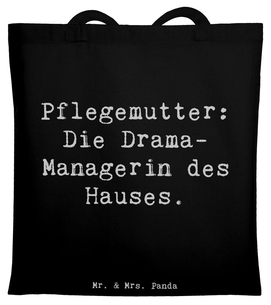 Mr. & Mrs. Panda Schultasche Spruch Pflegemutter Managerin - Schwarz - Geschenk, Drama, Familienleben, stoff shopper, Laptoptasche, Freude, Wärme,...