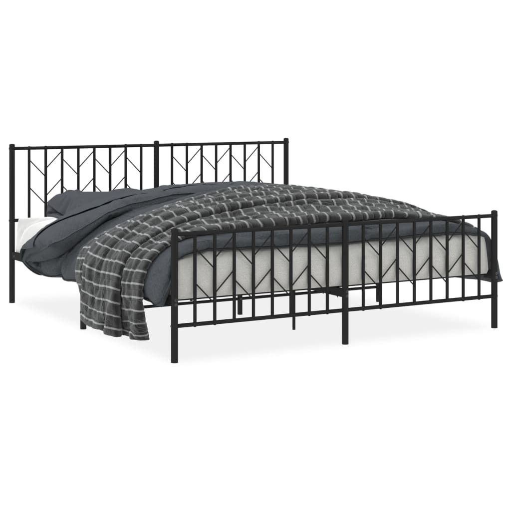 vidaXL Bettgestell mit Kopf- und Fußteil Metall Schwarz 183x213 cm