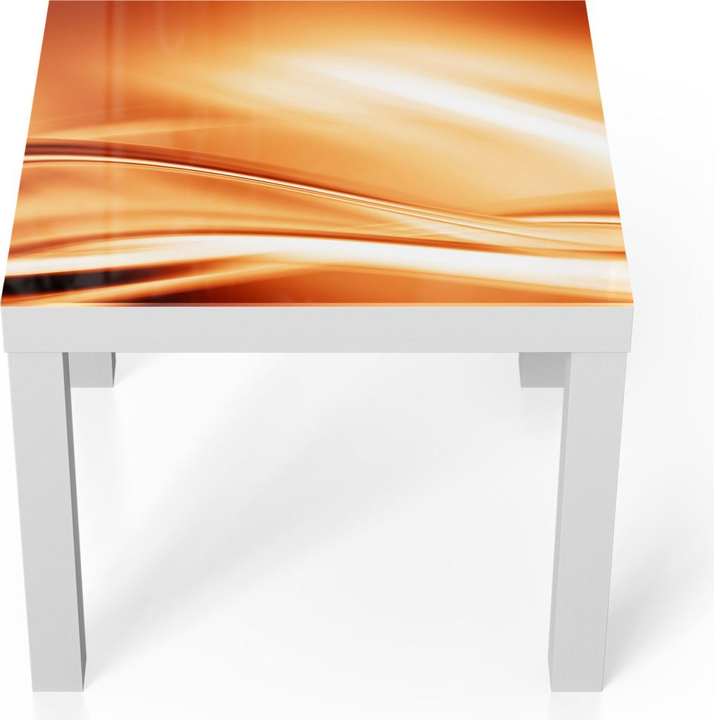 DEQORI Couchtisch 55x55 cm Weiß 'Fließendes Farbspiel' Glas Beistelltisch