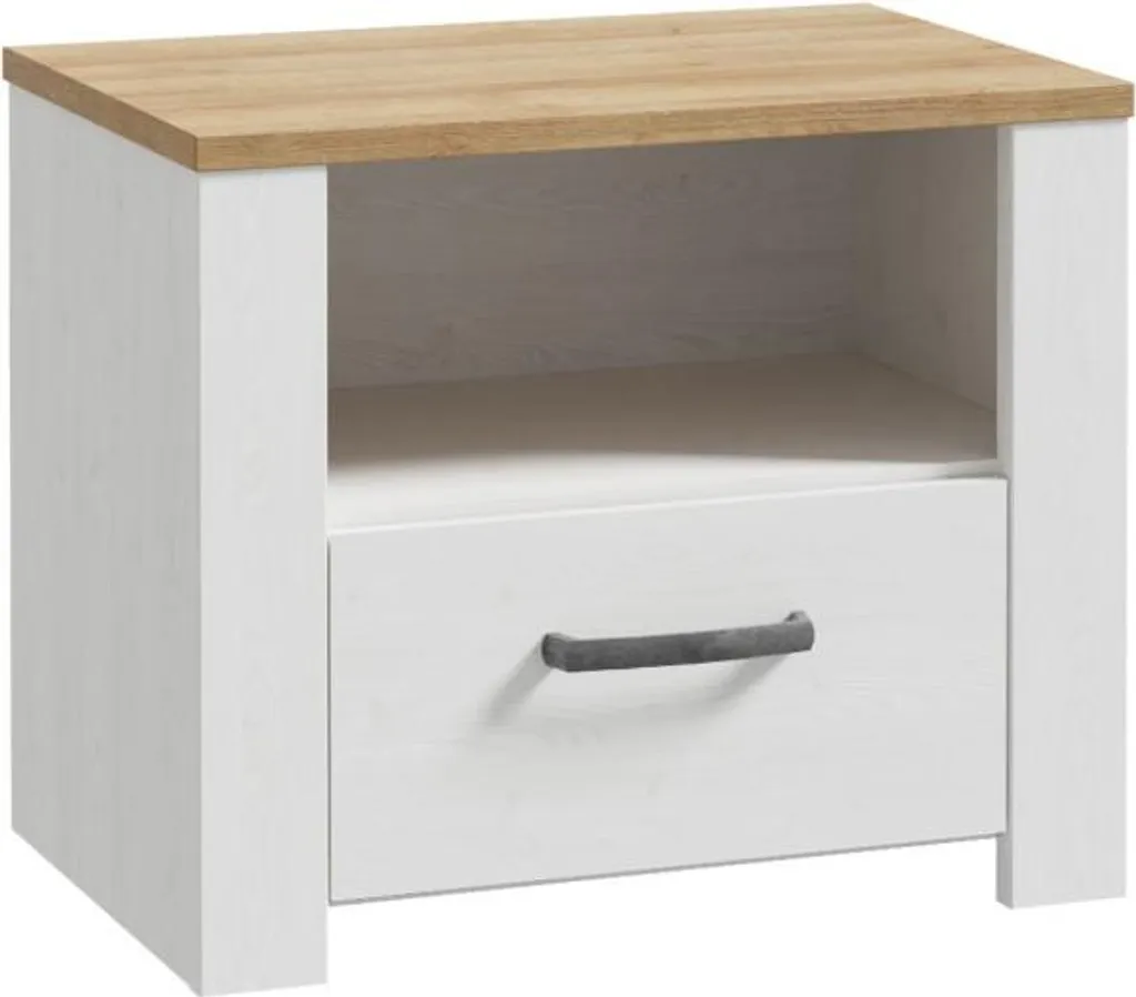 Table de nuit chêne et blanc BOHOL idéale pour chambre adulte et ado