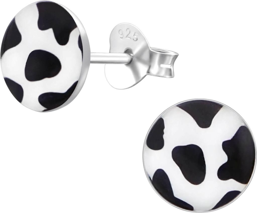 Ohrringe Ohrstecker 925 Sterling Silber mit Kuhflecken