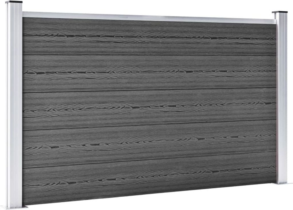 vidaXL Zaunelement Set WPC 699x105 cm Schwarz Produktbild 