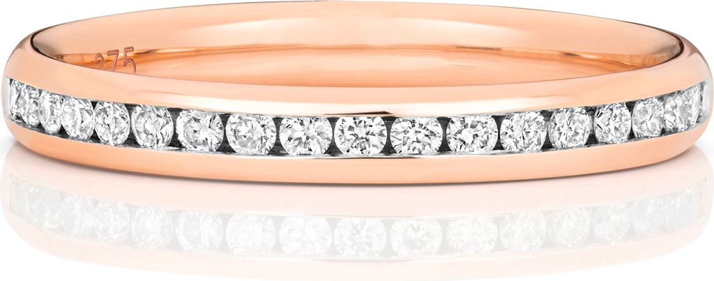 9 Karat (375) Rotgold Halb Eternity Diamant Trauring/Ehering/Hochzeitsring Brillant-Schliff 0.24 Karat GH - SI3-I1, 53 (16.9); TRS187869KRRSM