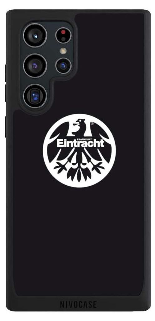 NIVOCASE Handyhülle für Samsung Galaxy S22 Ultra Hülle NIVOpure Case Schwarz Adler Eintracht Frankfurt Logo