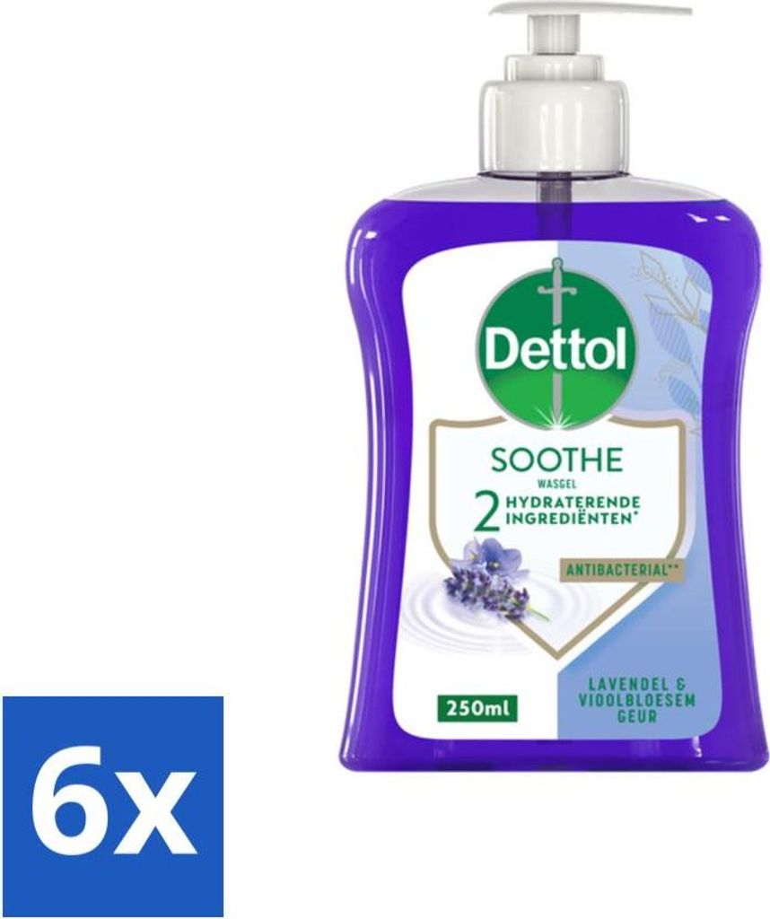 Dettol Handseife - Soothe - Lavendel & Veilchenblüte - 250 ml - Vorteilspack - 6 Stücke