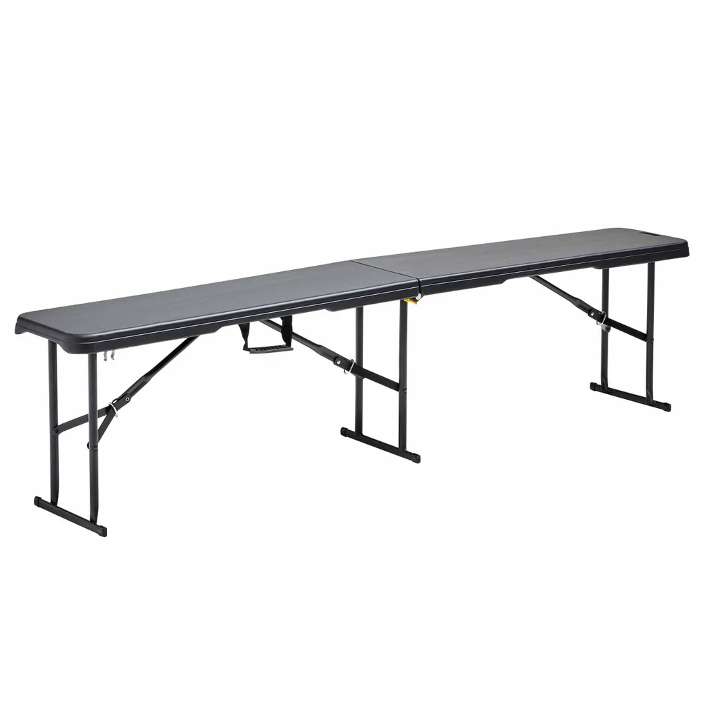 Banc pliant 180cm peu encombrant pour un rangement facile noir
