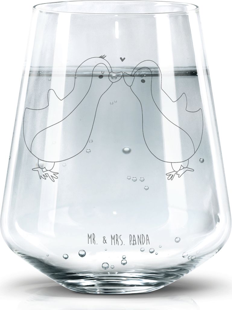 Mr. & Mrs. Panda Wasserbecher Pinguin Liebe - Transparent - Geschenk, Freundin, Hochzeit, Becherglas, Glas, Paar, Trinkgefäß, Limonadenglas, Gro...