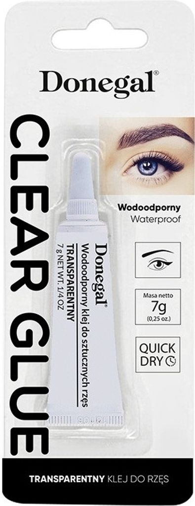 Donegal Clear Glue Wodoodporny klej do rzęs Transparentny, 7 g