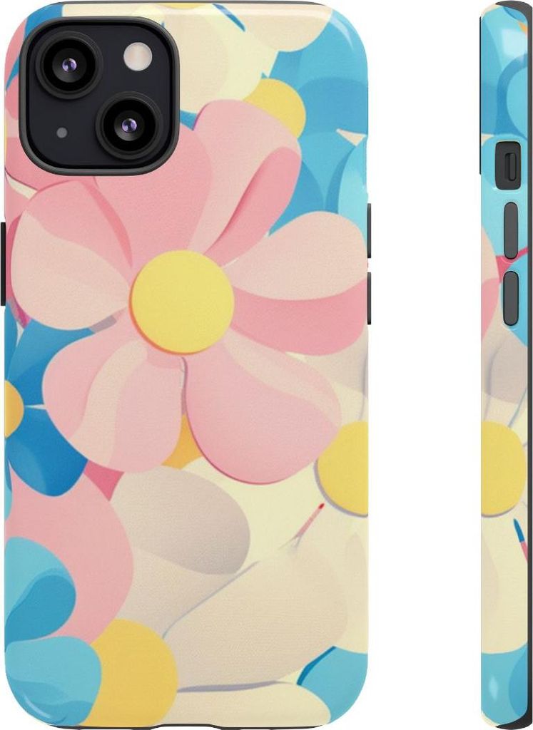 Lebhaftes Pastell-Blumenmuster – Hülle Kompatibel mit iPhone 13