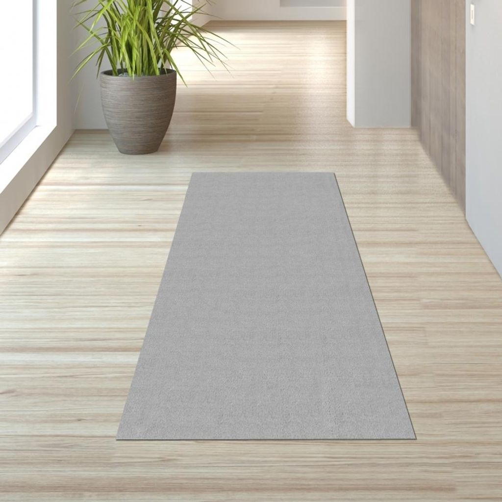 Wohnzimmerteppich einfarbig rutschfest modern weich in grau Größe - 80 x 150 cm