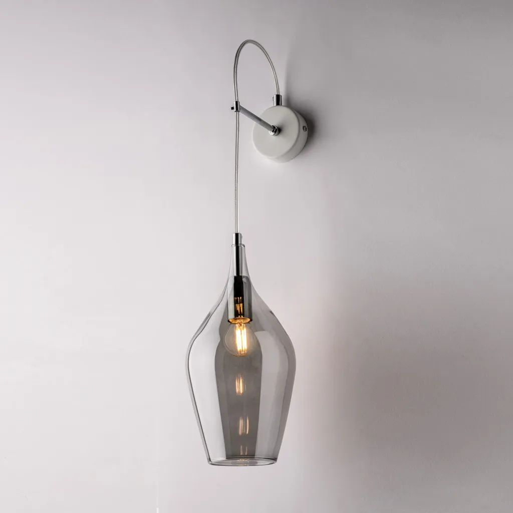 Applique Ares Ferro 1 Luce Vetro Pyrex Grigio BL273-AP1-GR | 60cm