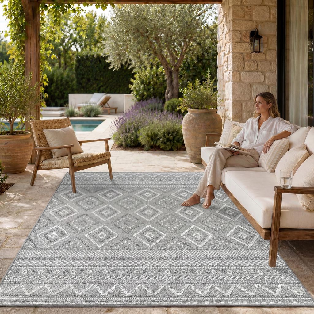 Paco Home Outdoor Teppich Flachgewebe modern Boho Ethno Produktbild 