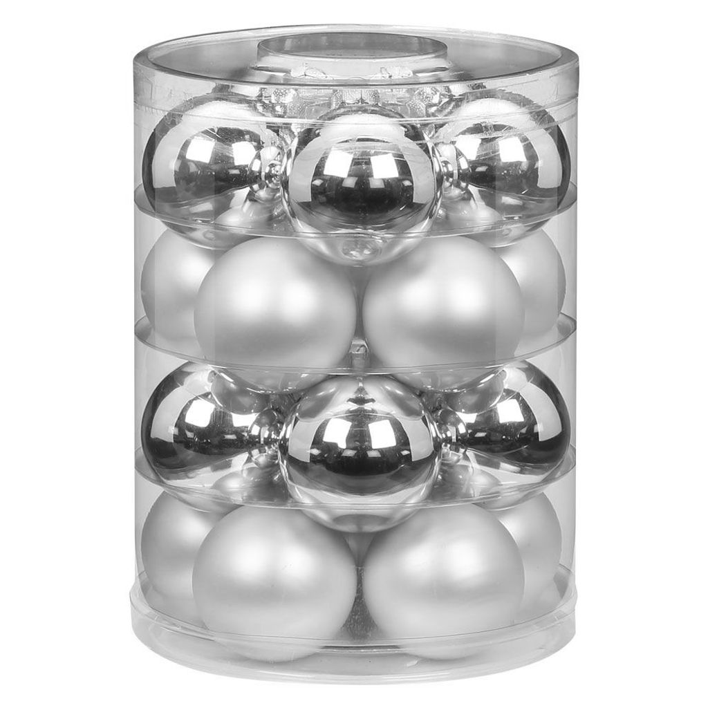 Weihnachtskugeln Glas 6cm, 20 Stück, Farbe:silber glanz / Produktbild 