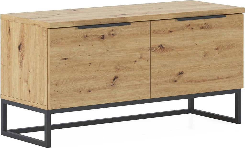 Dmora Bank Sciara 98x37x50h cm Braun Eichenholz, Regalfarbe Braun, Gestell aus Metall