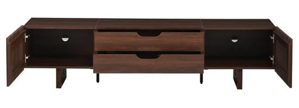Meuble TV bois brun foncé 180 cm - Finition premium et grand rangement
