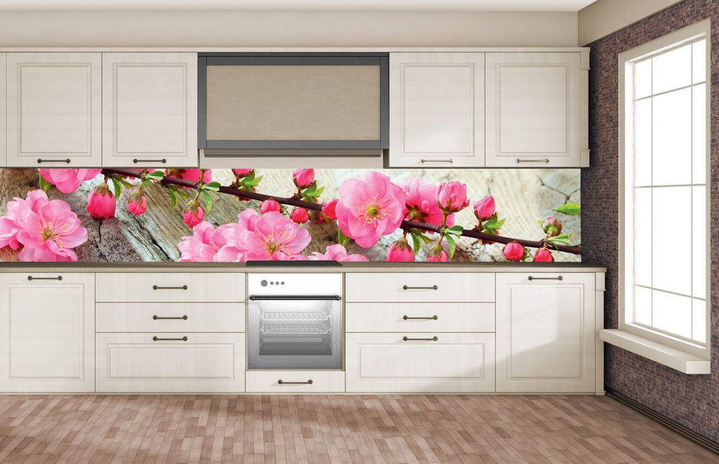 Küchenrückwand Folie selbstklebend SAKURA 350 x 60 cm - Klebefolie - Dekofolie - Spritzschutz für Küche -