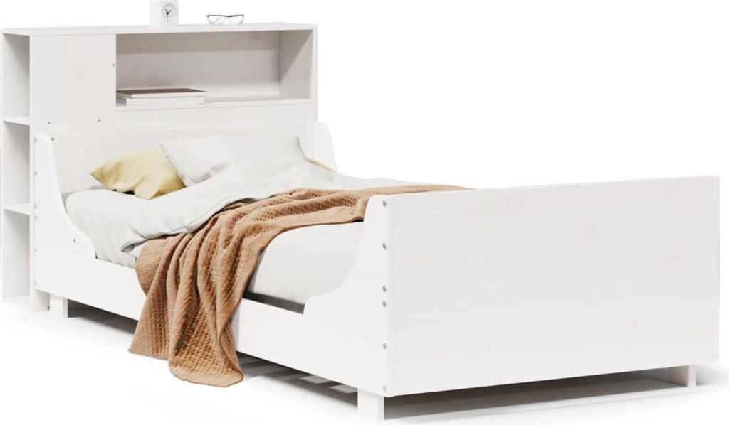 Massivholzbett ohne Matratze Weiß 75x190 cm Kiefernholz