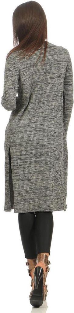 Damen Cardigan Jacke Strickjacke Langarm; Grau-Meliert 2XL