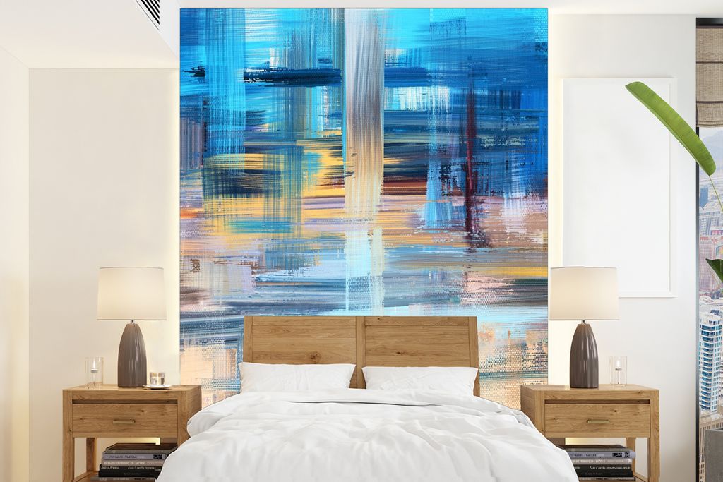 MuchoWow Fototapete für Wohnzimmer oder Schlafzimmer Wandtapete Vinyl Motivtapete Ölfarbe - Abstrakt - Malerei - 195x260 cm - Wandbild