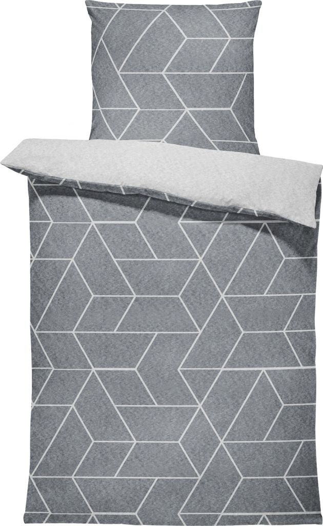 Winter Bettwäsche Thermo Fleece Kuschelig Warm Flausch Bettbezüge Bettwäsche-Set, Größe:3 teilig 240x220 cm, Farbe:Geometrisch grau