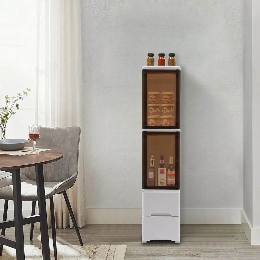 Desserte de rangement à roulettes en PP blanc avec tiroirs modulables - 7
