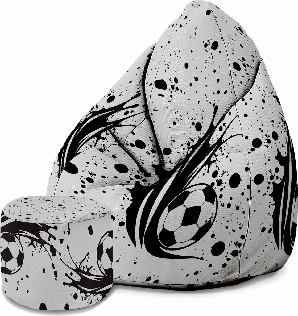Poltrona Sacco con Poggiapiedi Dreamroots - Design Football 120cm