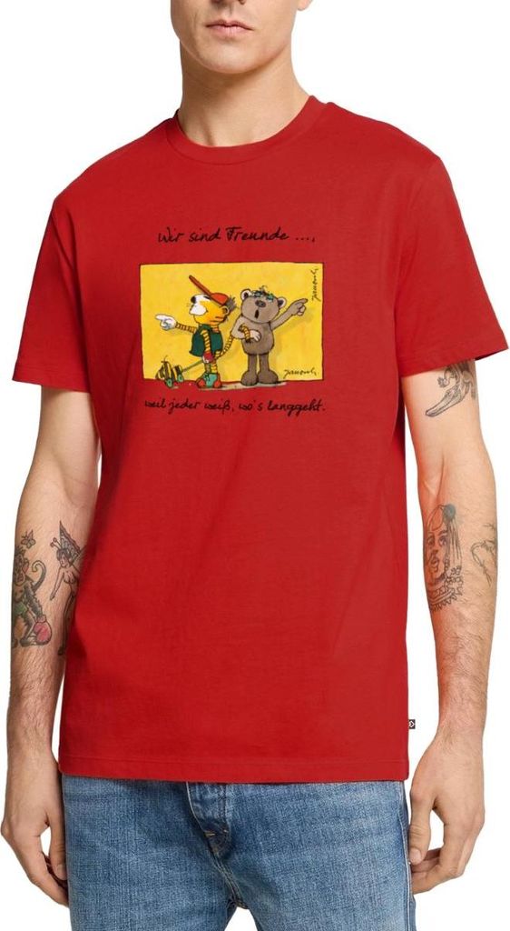 Spreadshirt Janosch Bär Tiger Tigerente Wir Sind Freunde Männer Premium T-Shirt, 3XL, Rot