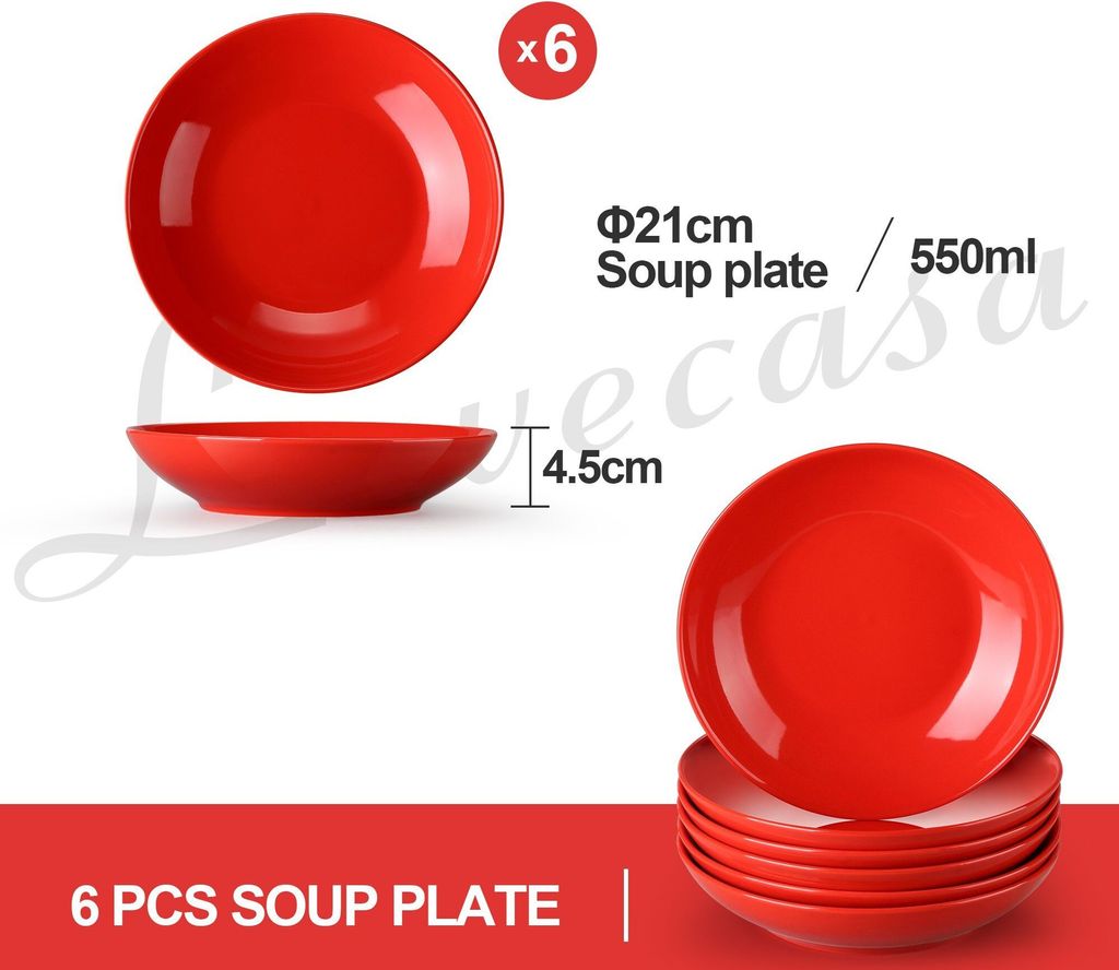 Tafelservice aus Porzellan, LOVECASA SWEET Suppenteller 6er Produktbild 2