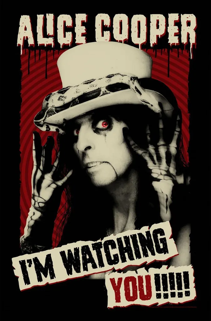 Drapeau Mural Alice Cooper en Tissu Imprimé 106x70 cm Design Rock RO6234