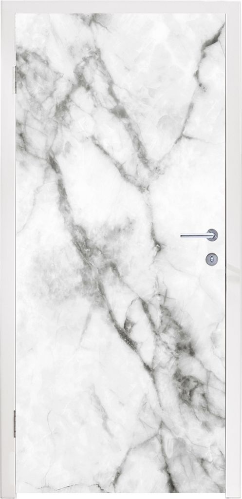 MuchoWow Türtapete Selbstklebende Türfolie Marmor - Luxus - Weiß 90x205 cm Türposter Türaufkleber Klebefolie Türklebefolie - Türaufklebern