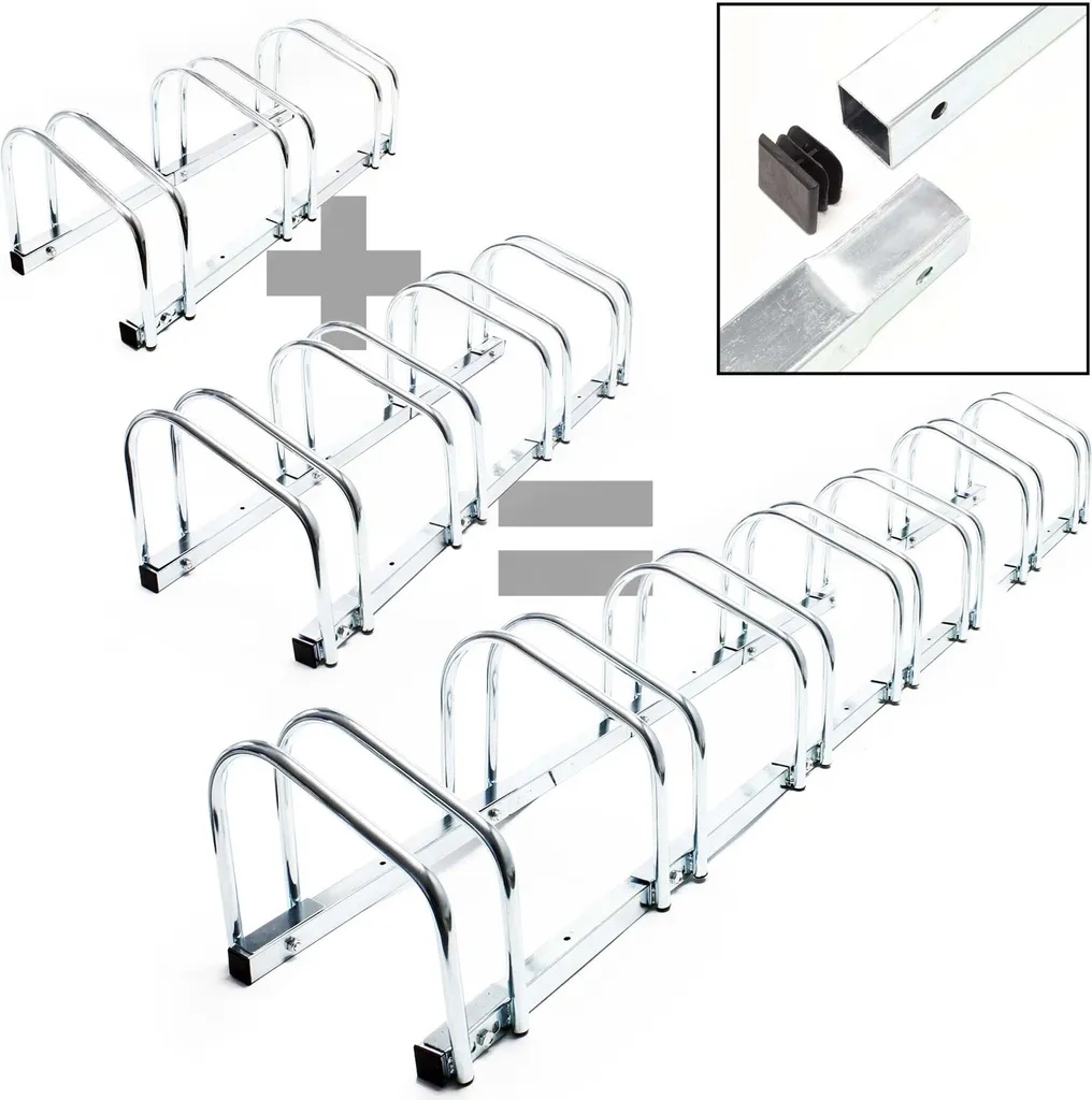 Support Vélo au Sol pour 4 Places, Range-vélo Extensible en Acier A3
