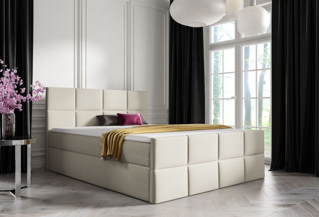 Doppelbett 200x200 BELINA - beige + GRATIS Matratzenauflage