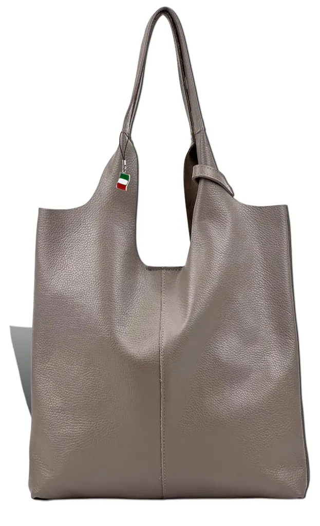 Sac fourre-tout Florence en cuir gris avec finitions premium pour femme