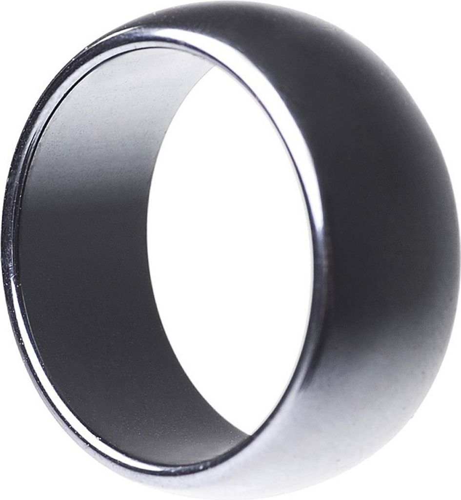 Breiter Ring aus echtem Hämatit glatt grau rund uni Steinring Fingerring, Ringgröße:Innenumfang 51mm Ø16.2mm