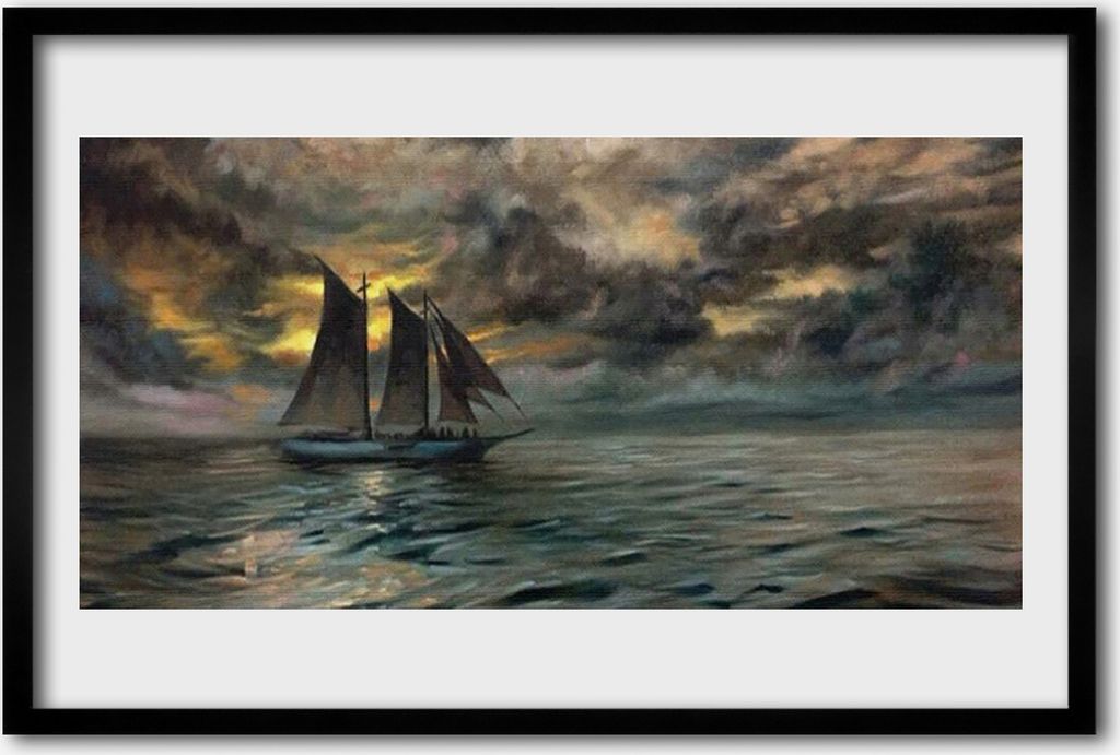 Bild 60x40 MDF-Rahmen Wandkunst Das Boot Sea Landschaft