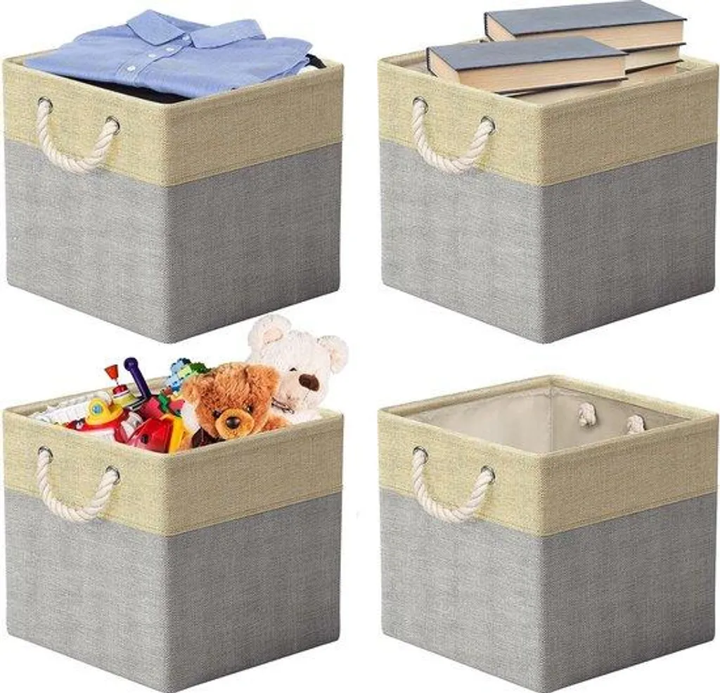 Rangement linge et accessoires 30 cm, lot de 4 boîtes avec couvercles